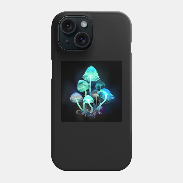 Glowing Blue Toadstools Phone Case by Blackmoon9