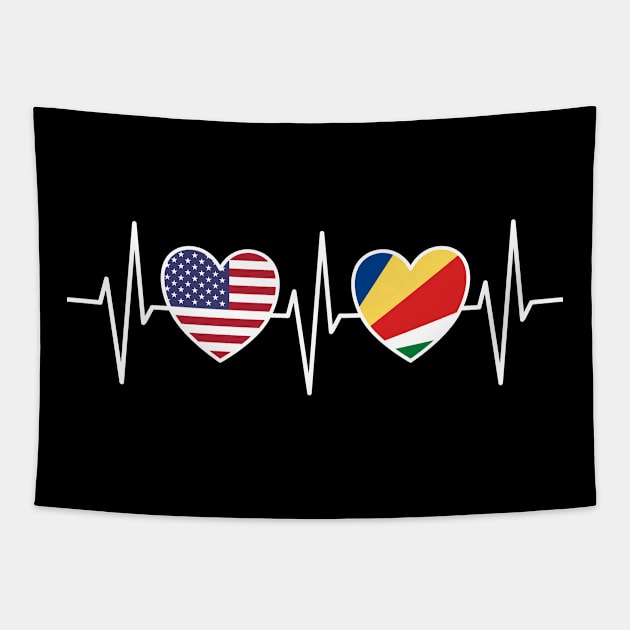 USA And Seychelles Seychelles Flag Flags Tapestry by Anfrato