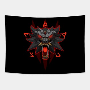 Oni White Wolf Tapestry