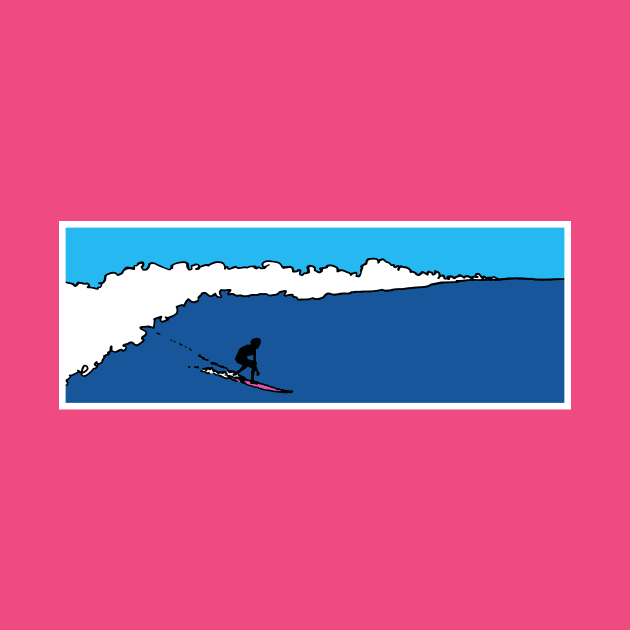 Lone Surfer, Big Wave and cool blue sky, by VincentRussellArt