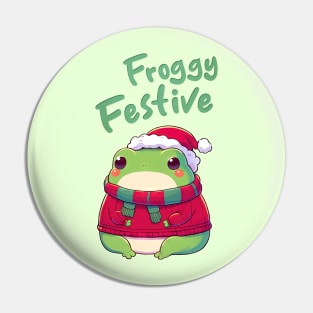 Froggy Festive Christmas Frog Pin