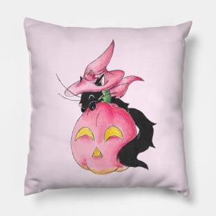 Pink Pumpkin Witch Pillow