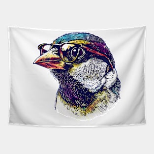 AvianVision Heritage: Tiny Bird, Big Specs Tapestry