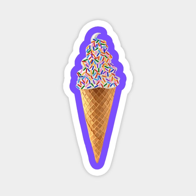 Rainbow Sprinkle Dipped Vanilla Ice Cream Cone Magnet by Art by Deborah Camp