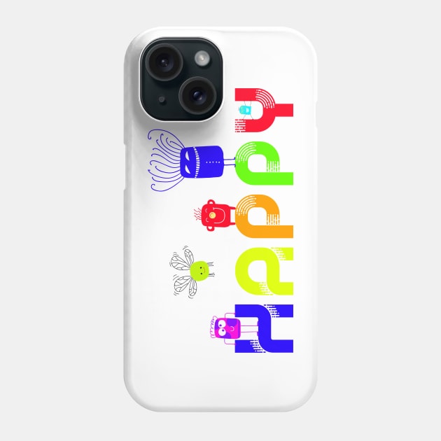 HAPPY Neon Monsters Cute Critters Smiling Positive Attitude Phone Case by ginkelmier@gmail.com