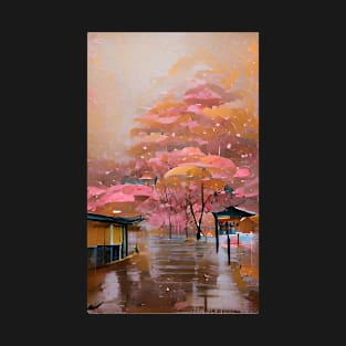 Rain In Japan Rose Gold Artwork Style T-Shirt