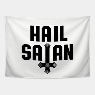 Hail Satan | Black on White | Satanic Tapestry