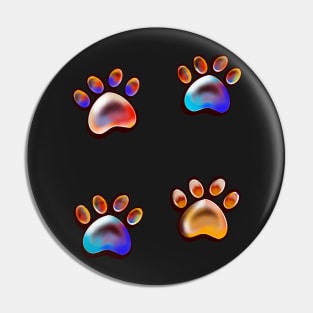 Cute Paw print pattern, psychedelic trippy colours colors Pin