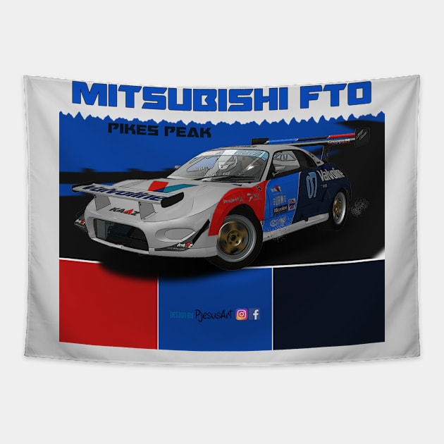 Mitsubishi FTO Pikes Peak Tapestry by PjesusArt