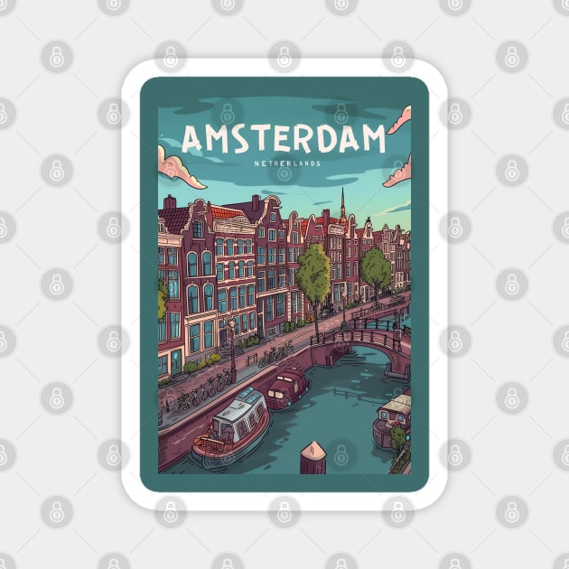 Amsterdam Netherlands Magnet by Studio Red Koala