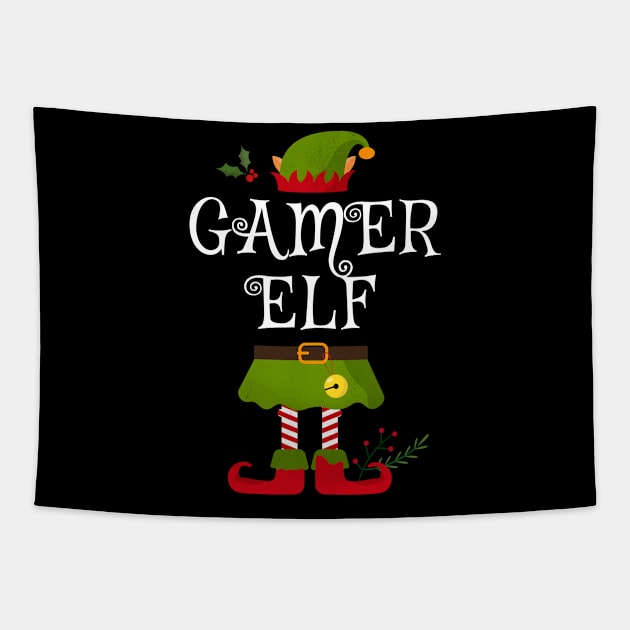 Gamer Elf Shirt , Family Matching Group Christmas Shirt, Matching T Shirt for Family, Family Reunion Shirts Tapestry by bkls