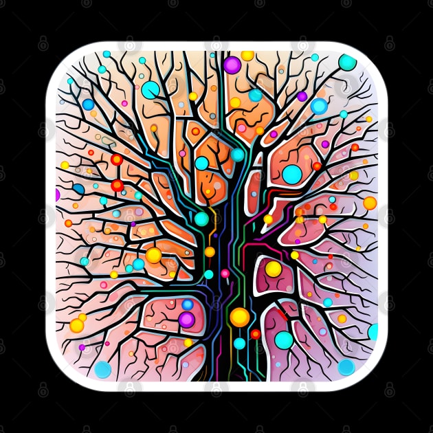 Abstract Neural Network Tree with Vibrant Synapses by AIHRGDesign