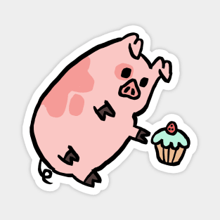 Cute Cartoon Piggy wants Muffin Magnet