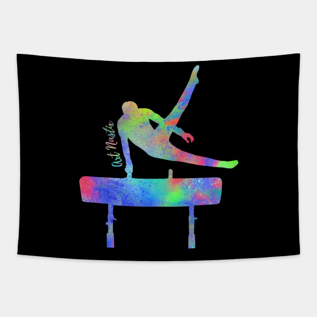 Male Gymnast Silhouette Art - Pommel Horse Tapestry by Art Nastix Designs