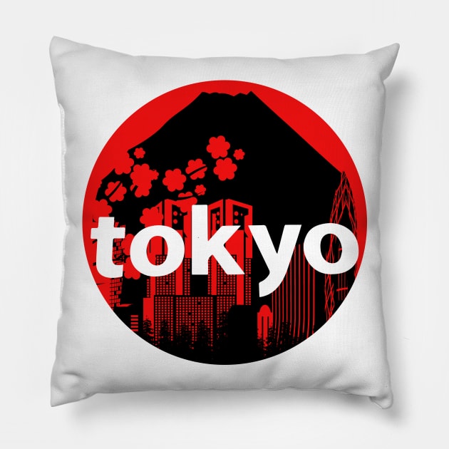 Japan Tokyo Skyline Graphic Pillow by UNDERGROUNDROOTS