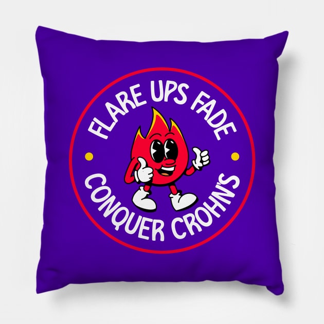 Flare Ups Fade, Conquer Crohn's - Crohn's Disease Pillow by Football from the Left