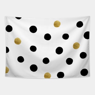 Random dots - black and gold Tapestry