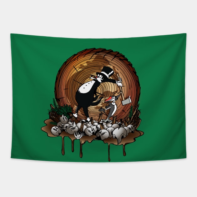 Hey Fat Cat, Stop Logging Tapestry by foozledesign