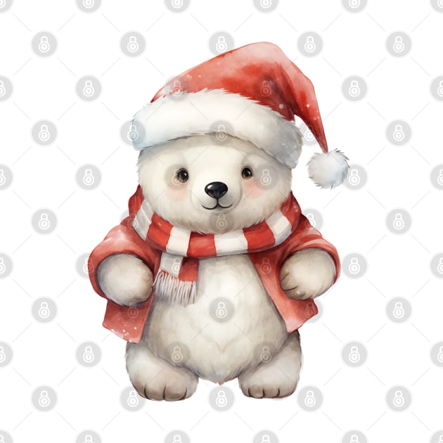 Polar Bear in Santa Hat by Chromatic Fusion Studio