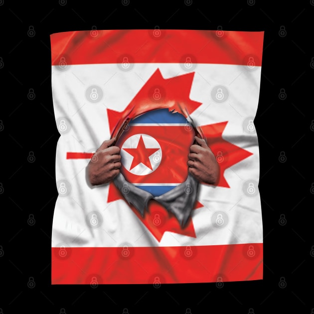 North Korea Flag Canadian Flag Ripped - Gift for North Korean From North Korea by Country Flags
