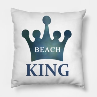 Beach King Word Art and Blue Crown Pillow