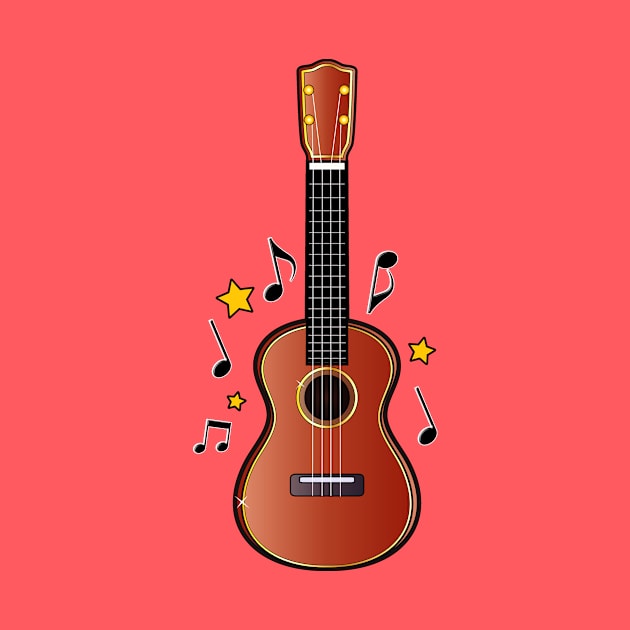 Ukulele with Notes and Stars by PenguinCornerStore