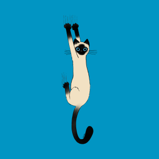 Siamese Cat Hanging On Funny Cat Holding on with Claws T-Shirt