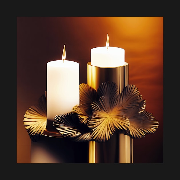 White Candles with Gold Base by DANAROPER