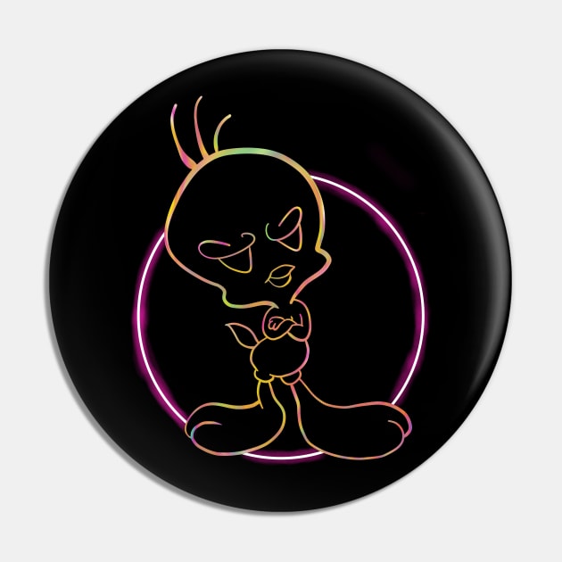Trippy neon Light bird Pin by Kakescribble