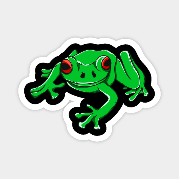 Tree Frog Green Amphibian Illustration Magnet by Foxxy Merch