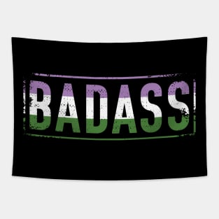 Genderqueer Pride Shirt Distressed Badass Genderqueer Tapestry