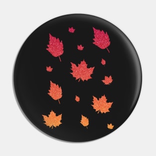 Red Orange Ombre Faux Glitter Autumn Fall Leaves Pin