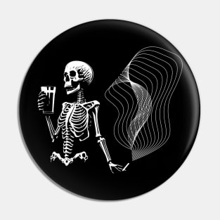 Skeleton smoking and drinking beer Pin