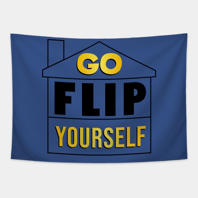 Go Flip yourself (yellow) Tapestry by NickiPostsStuff