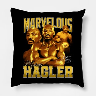 Marvelous Marvin Hagler Boxing Legend Signature Vintage Retro 80s 90s Bootleg Rap Style Pillow