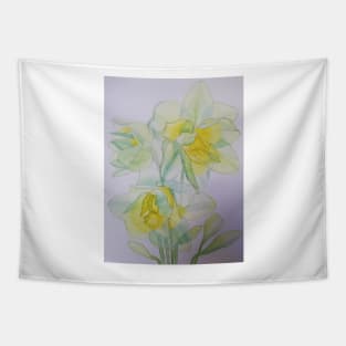 Daffodils in the sun watercolor painting Tapestry