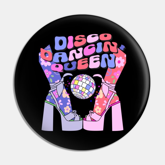 Disco Dancin' Queen Retro 70s Disco Bride Dance Mom Teacher Pin by SilverLake