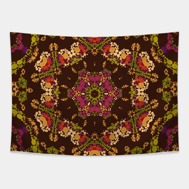 Dot Mandala Yellow Purple and Orange Tapestry by WormholeOrbital