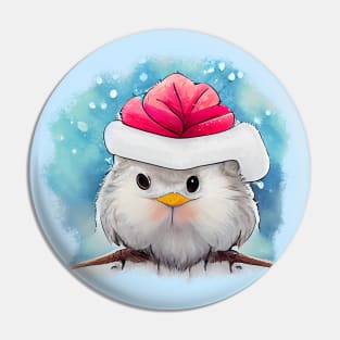 Christmas Bird is Sitting on the Snowy Branch Pin