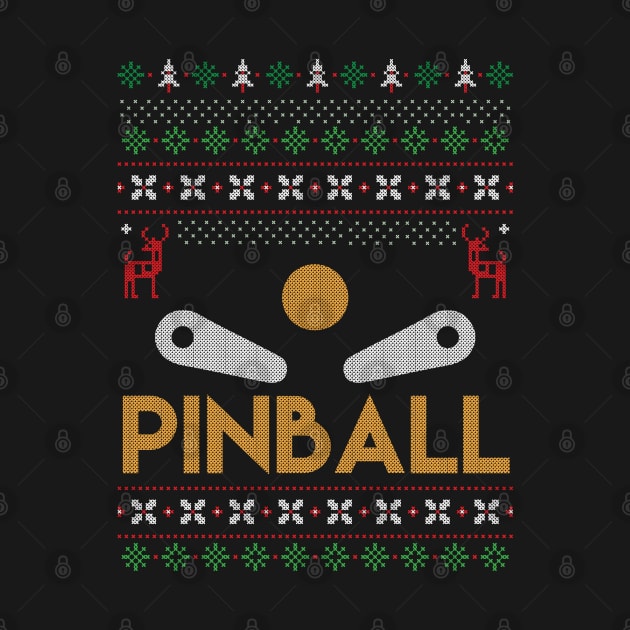 Retro Ugly Christmas Sweater Arcade Pinball Design by TeeShirt_Expressive