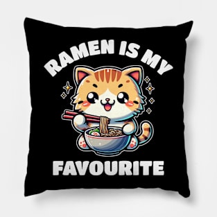 Cute Cat Eating Noodles Japanese Food Pillow