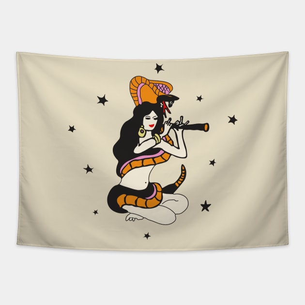 India Snake Charmer Tapestry by IAKUKI