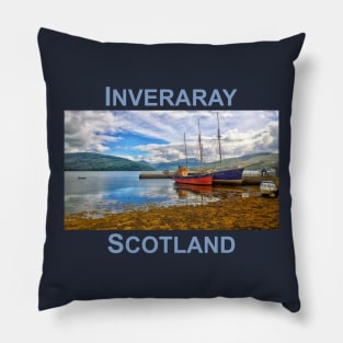 Inveraray, Scotland. Vital Spark, Scottish landscape art Pillow