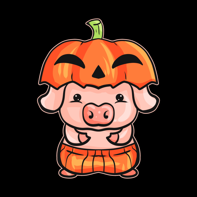 Little Pink Pig dresses as a Pumpkin for Halloween by SinBle