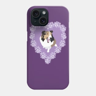 Shetland Sheepdog and Lilac Flower heart wreath Phone Case