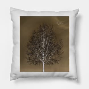 Winter Tree In Muted Tones Pillow