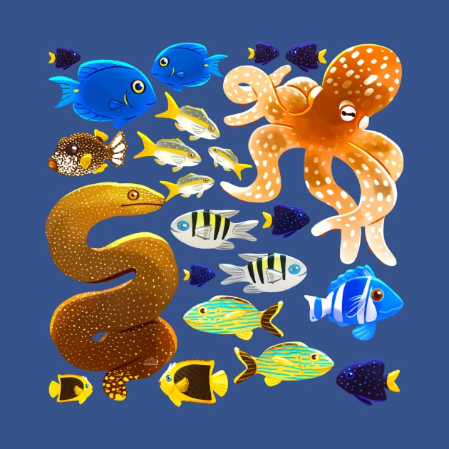 Sea animals by JenChibi