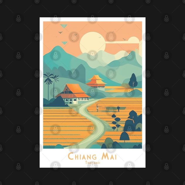 Vintage Retro abstract Serene Chiang Mai Landscape by POD24