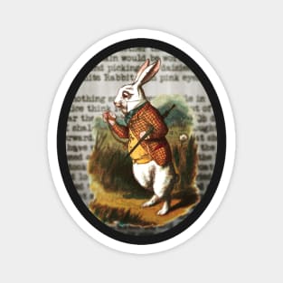 White Rabbit with Text Background Magnet