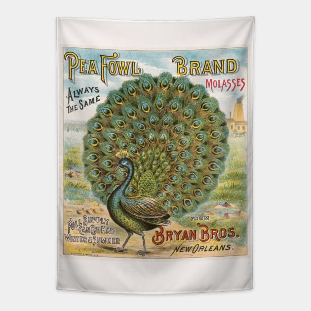 Pea Fowl brand molasses Tapestry by WAITE-SMITH VINTAGE ART